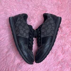 Coach Signature C Black Leather & Canvas Low Top Sneakers